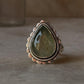 handcrafted 925 sterling silver prehnite pear statement ring  