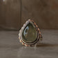 vintage bohemian prehnite pear 925 sterling silver statement ring  