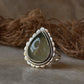 elegant prehnite pear gemstone 925 sterling silver ring