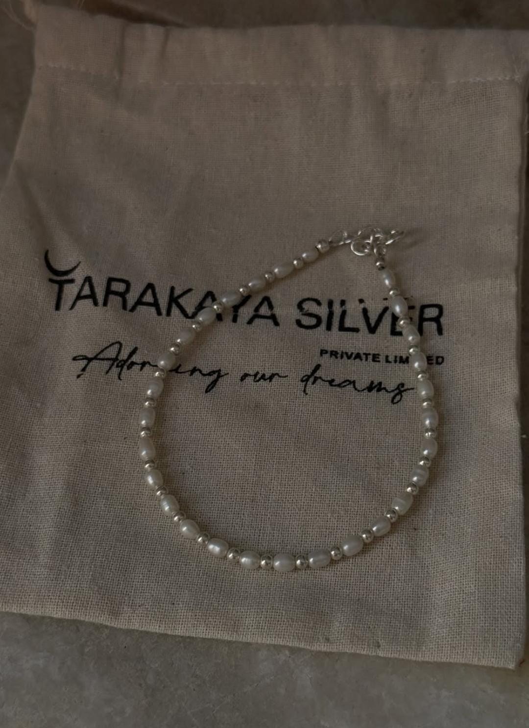 Elegant 925 Sterling Silver Fresh Water Pearl and Silver Beads Anklet