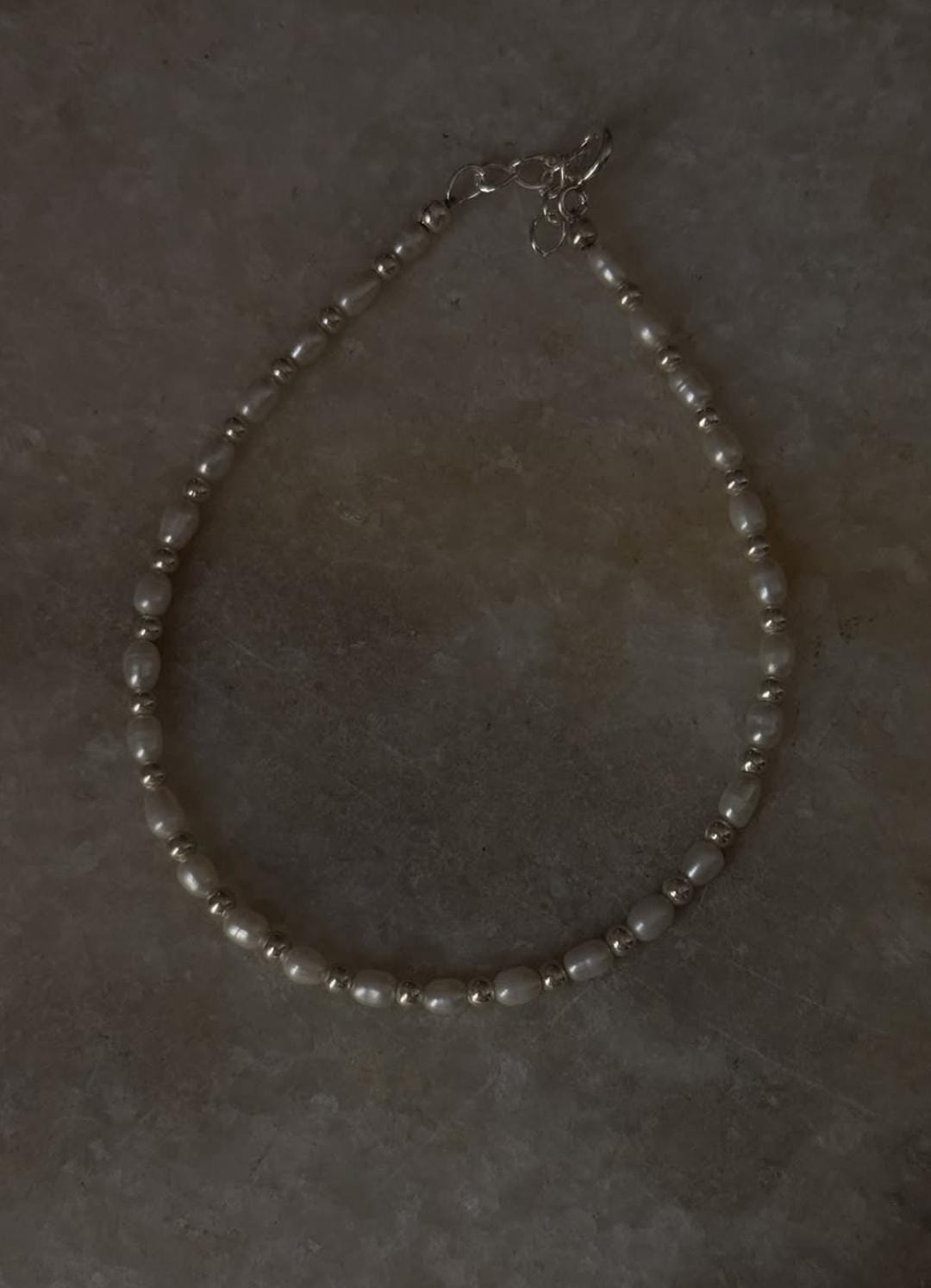 925 Sterling Silver Anklet with Natural Fresh Water Pearls and Silver Beads  