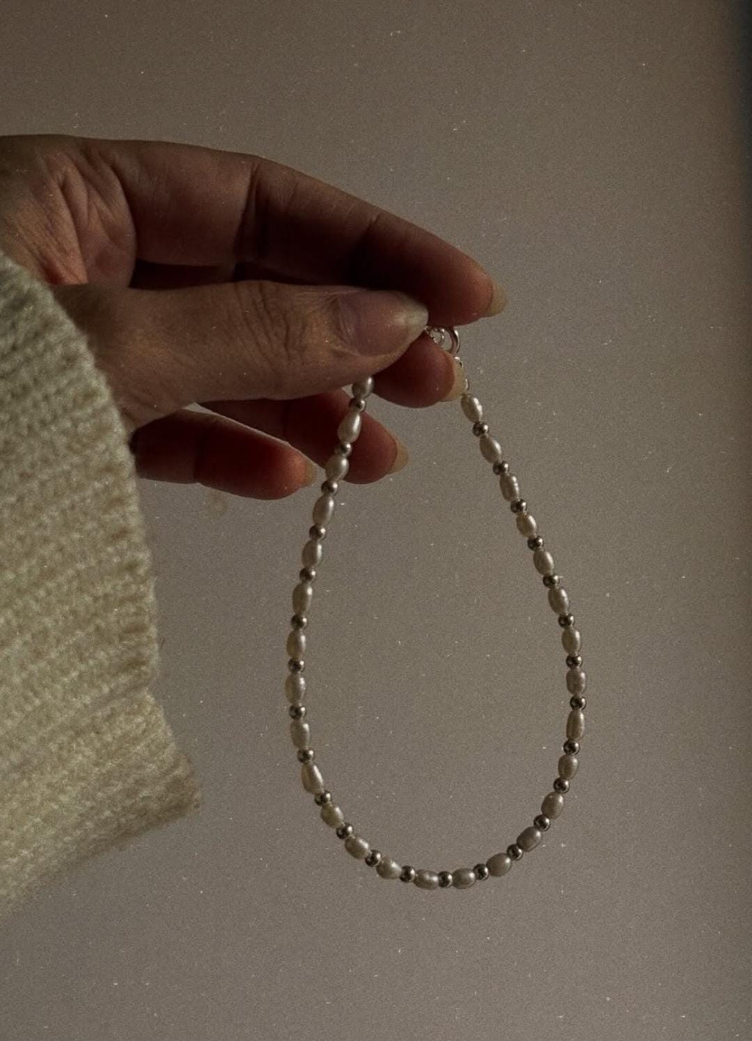 Boho 925 Sterling Silver Fresh Water Pearl Anklet with Silver Beads