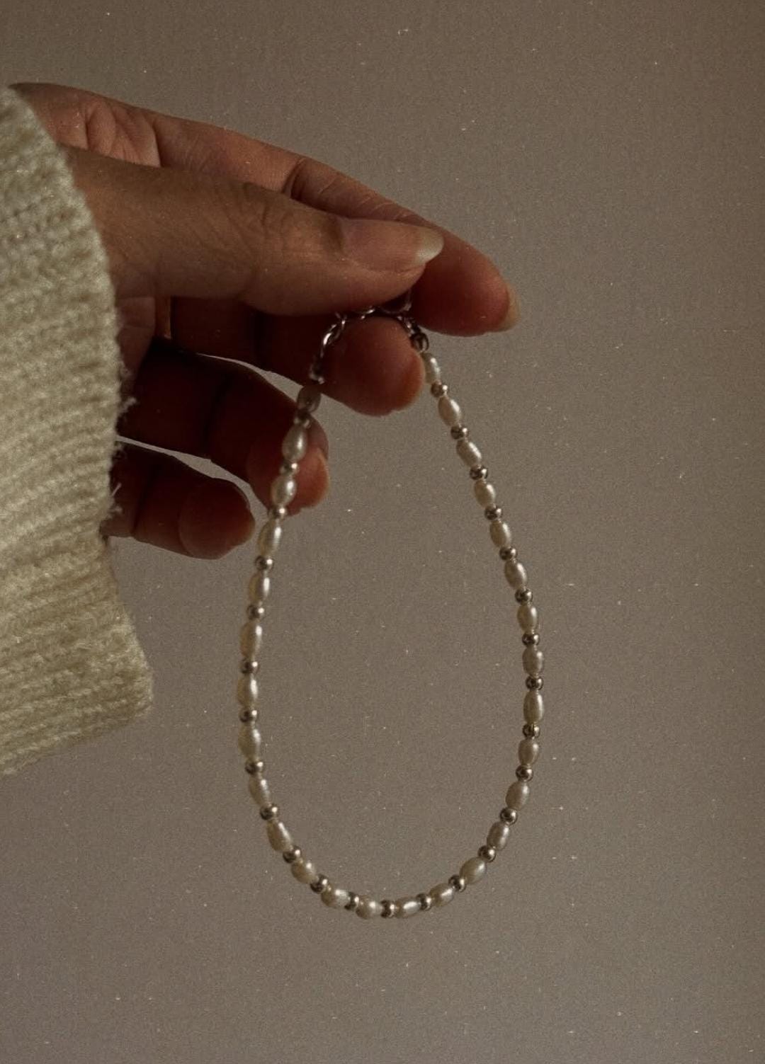 Artisan 925 Sterling Silver Fresh Water Pearl and Silver Beads Anklet  