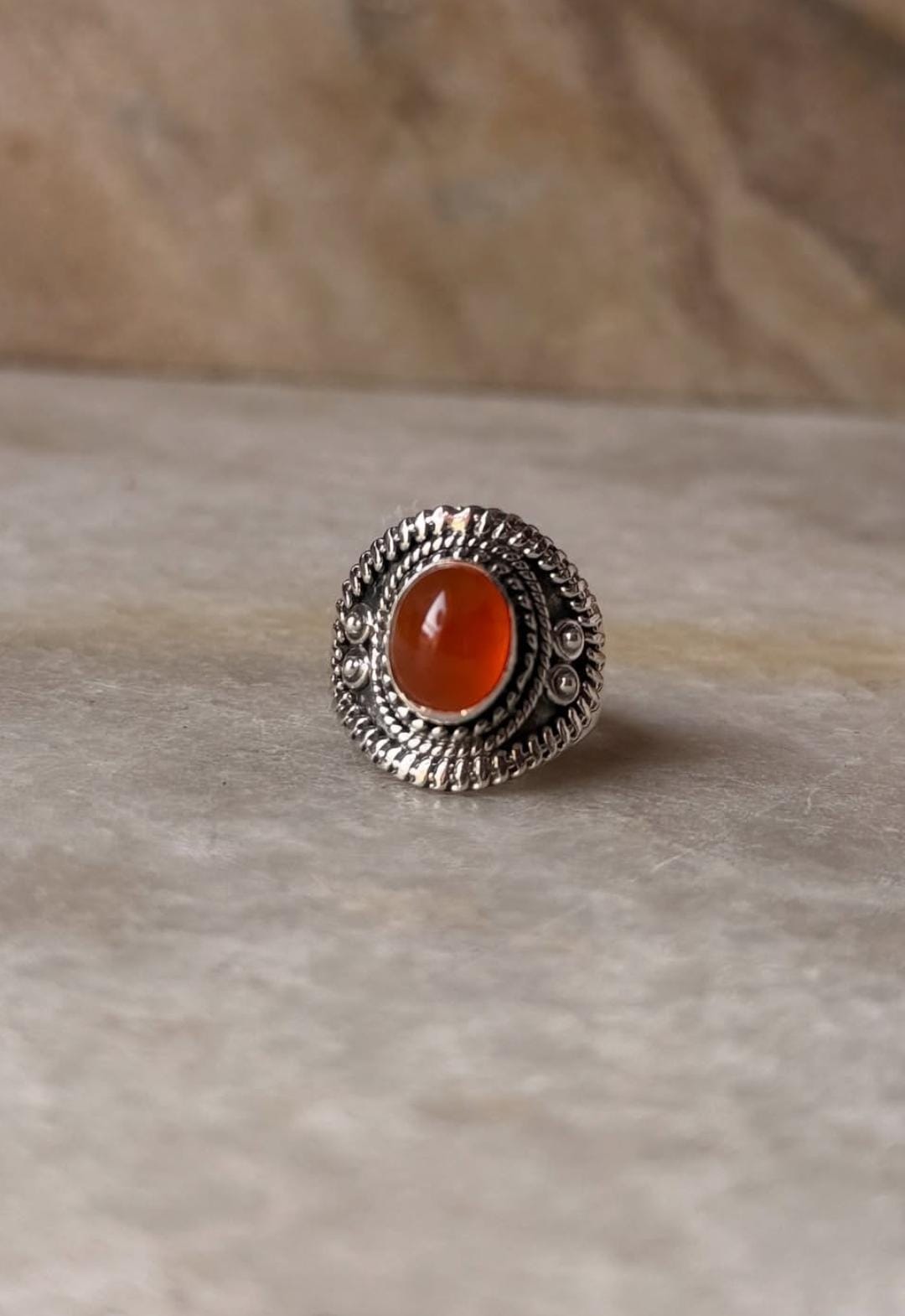 handcrafted 925 sterling silver carnelian oval boho ring