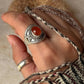 natural carnelian oval gemstone 925 sterling silver boho statement ring  