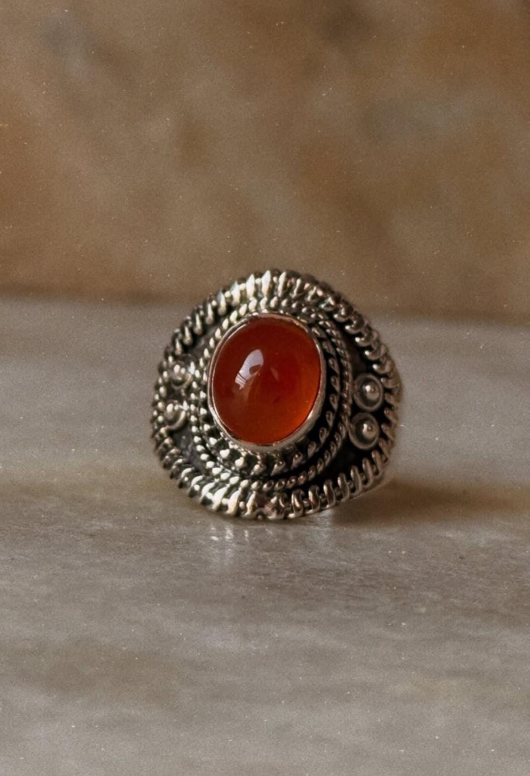 elegant carnelian oval gemstone 925 sterling silver boho ring  