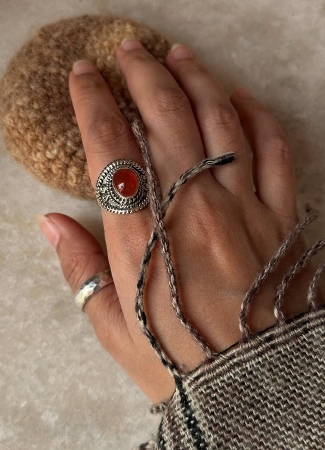 unique 925 sterling silver carnelian oval rawa boho ring  