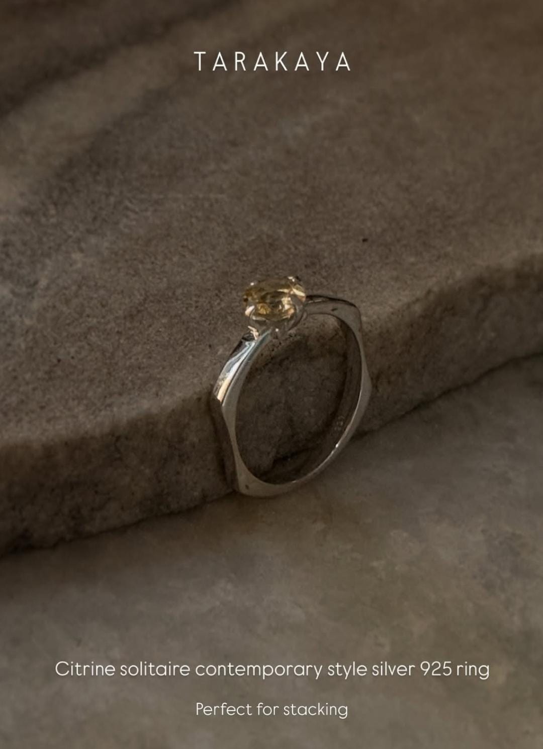 925 sterling silver citrine solitaire contemporary style ring  