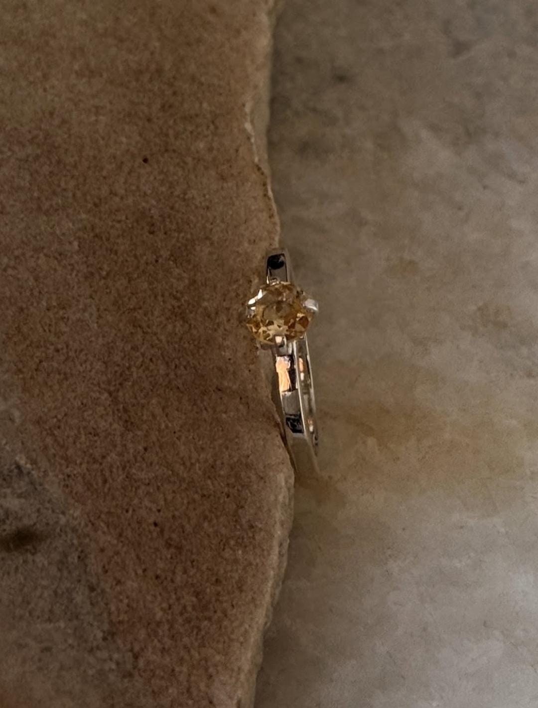 natural citrine solitaire gemstone 925 sterling silver ring  