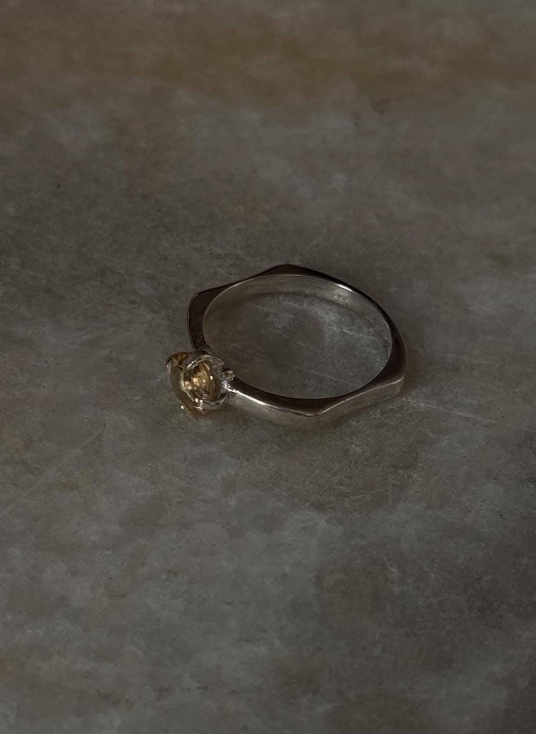 minimalist modern citrine 925 sterling silver solitaire ring  