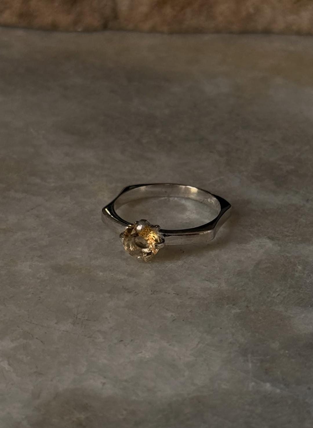 adjustable 925 sterling silver citrine modern solitaire ring