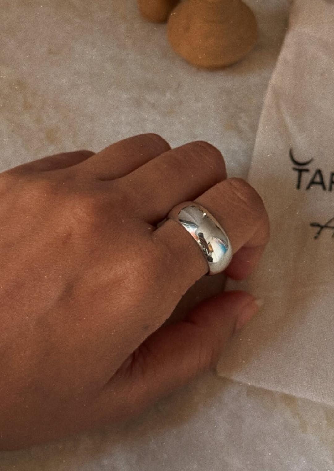 chunky plain 925 sterling silver adjustable band ring for men and women