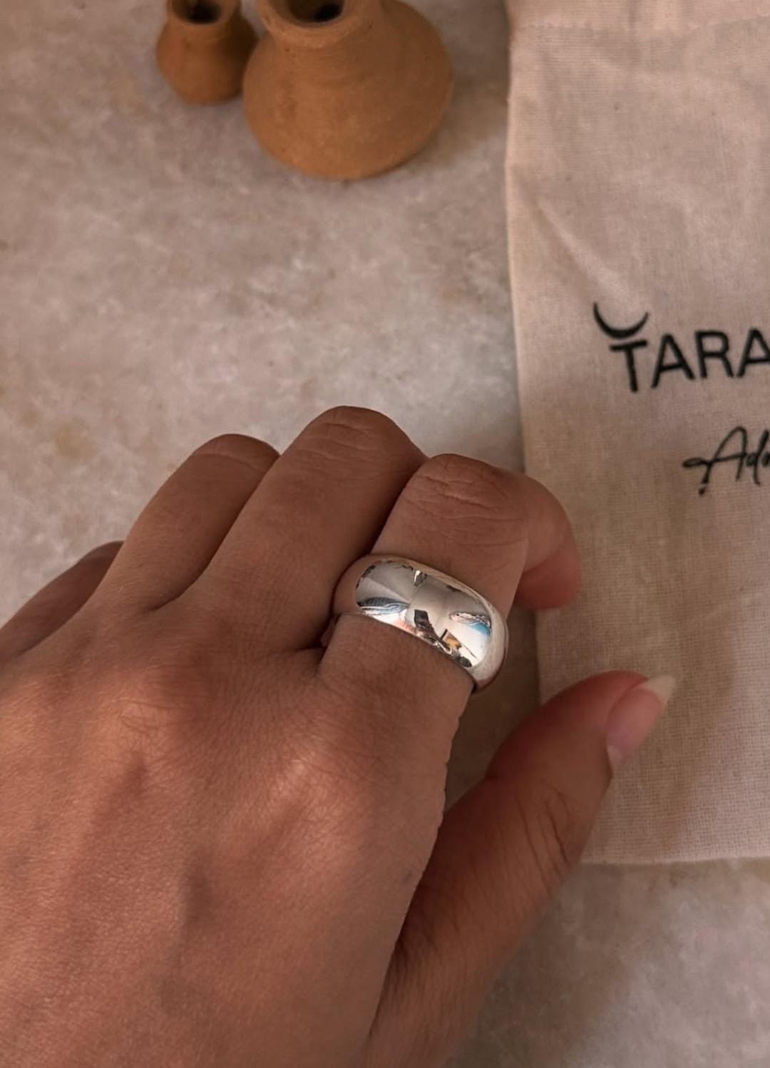 handmade 925 sterling silver chunky unisex band ring