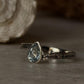 Vintage rustic 925 sterling silver ring with blue topaz pear