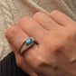 natural labradorite pear gemstone 925 sterling silver double band ring  