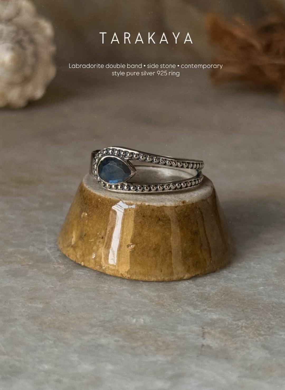 925 sterling silver labradorite pear double band contemporary ring  
