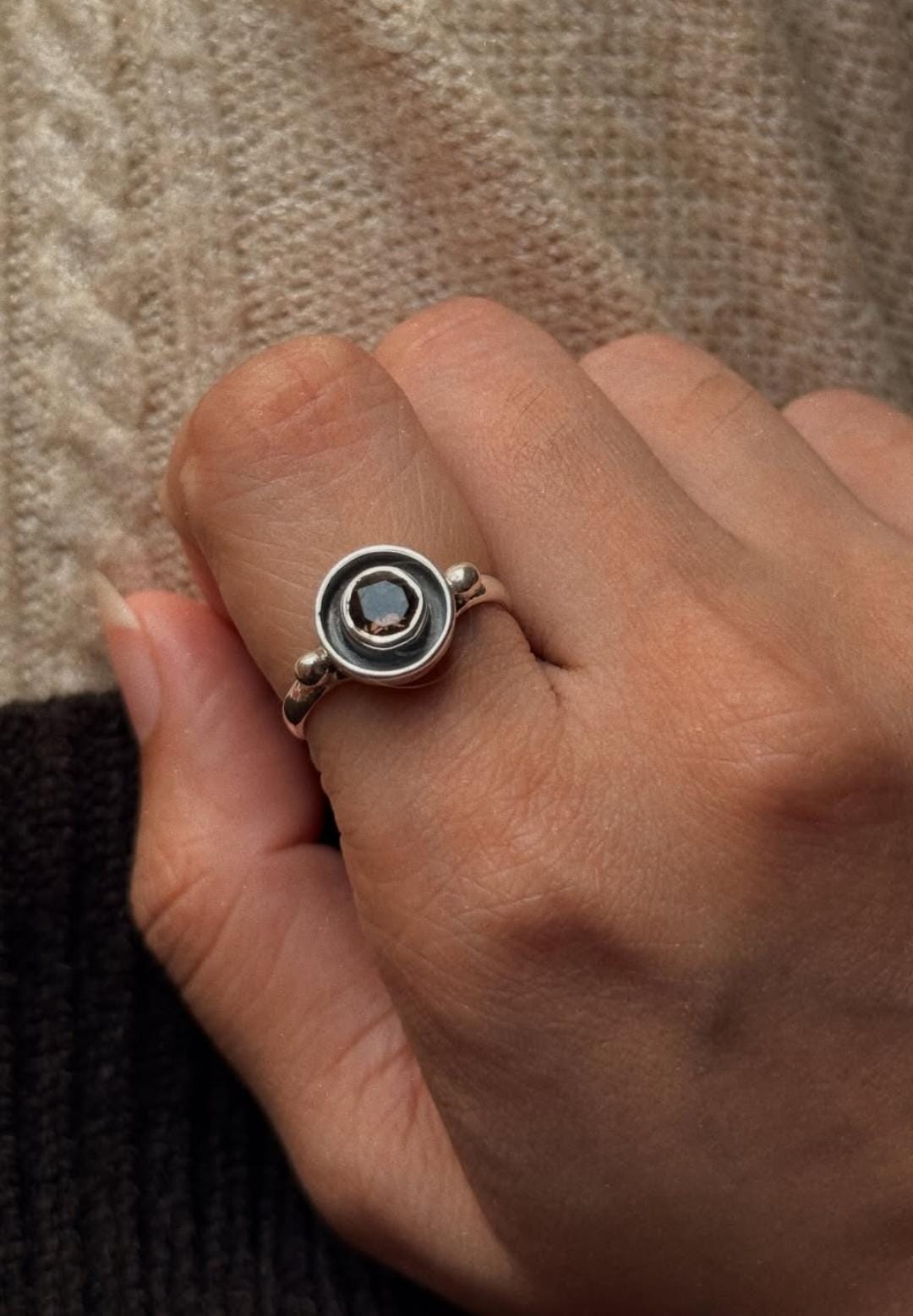 artisan 925 sterling silver smokey quartz statement ring