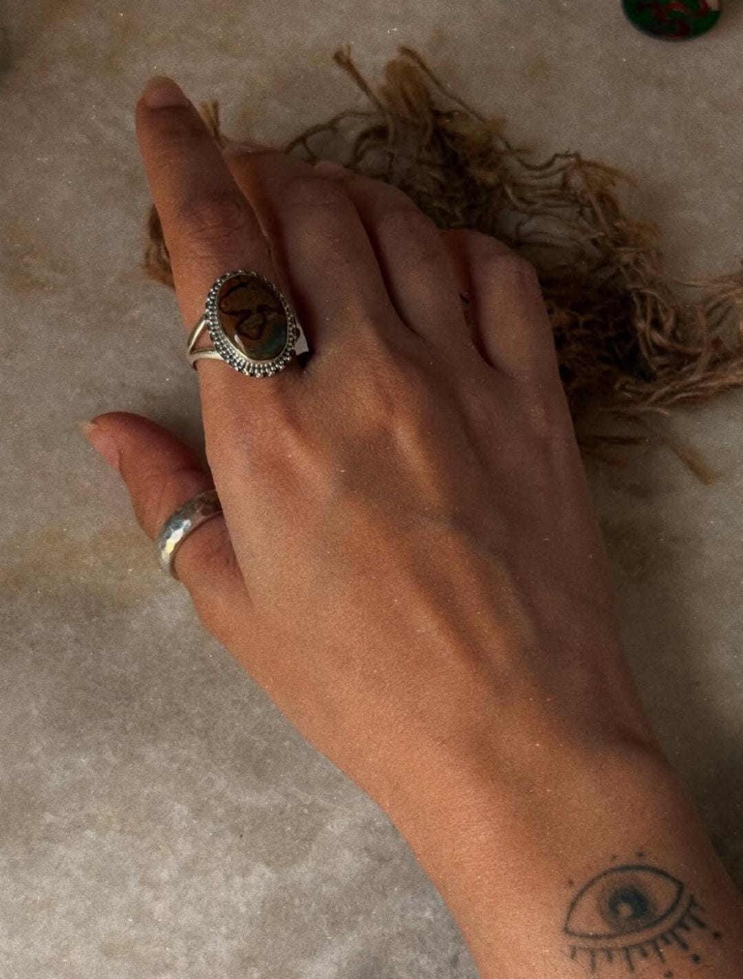 adjustable boho 925 sterling silver bloodstone ring  