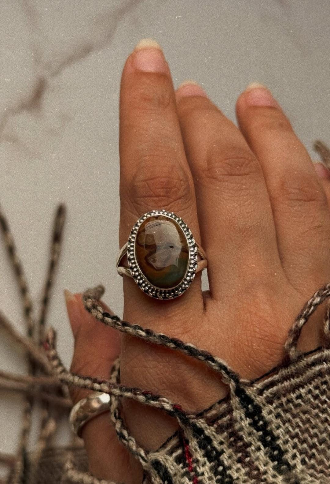 artisan crafted 925 sterling silver bloodstone oval ring  