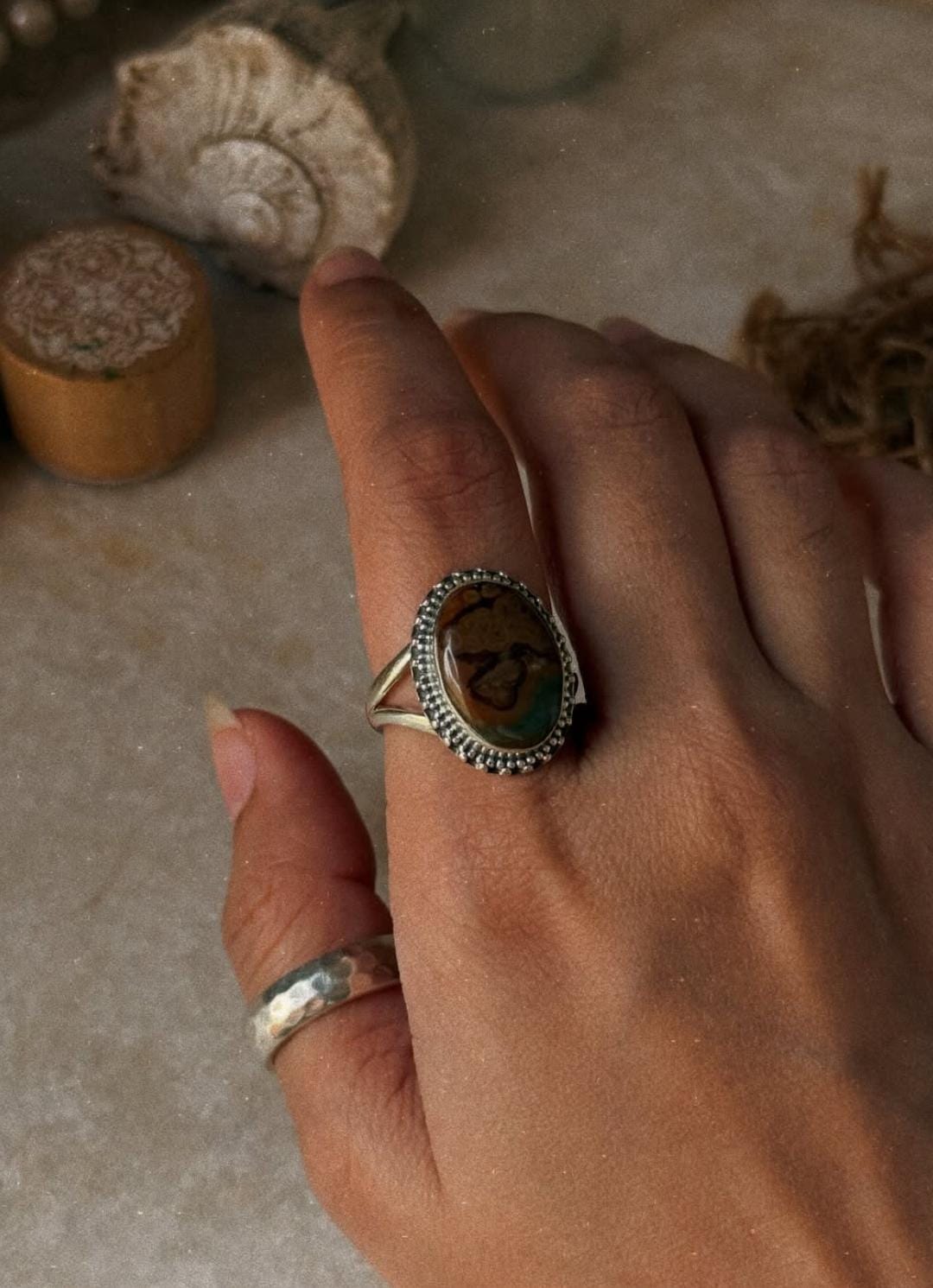 classic bohemian bloodstone oval 925 sterling silver ring