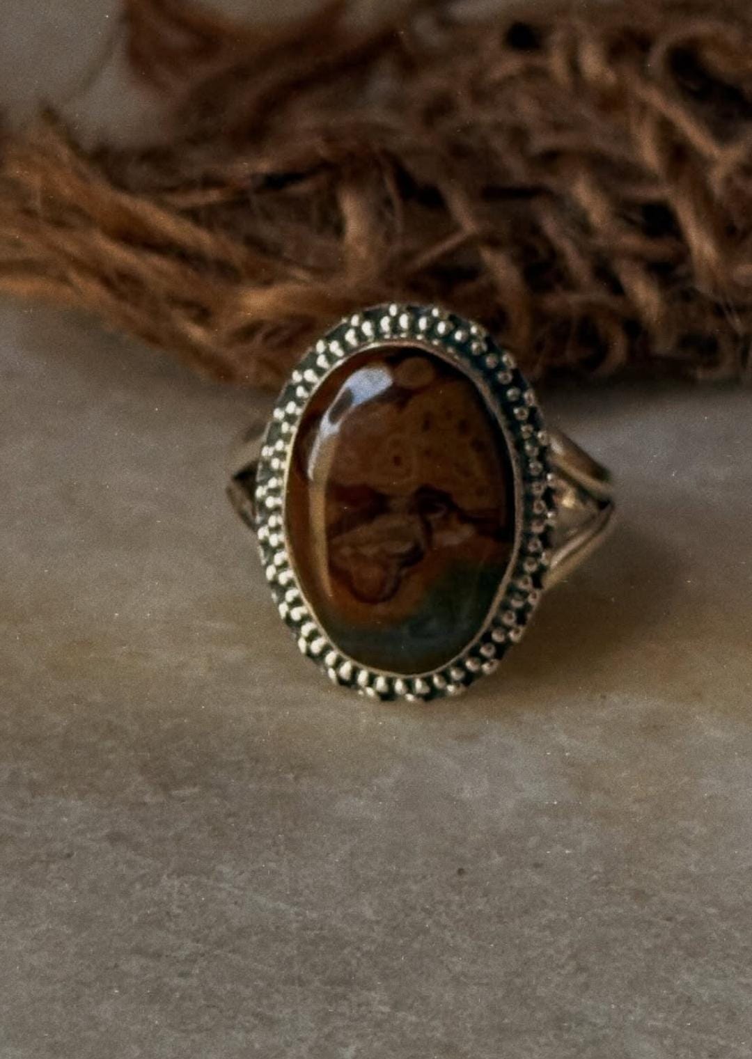  boho style 925 sterling silver bloodstone oval gemstone ring