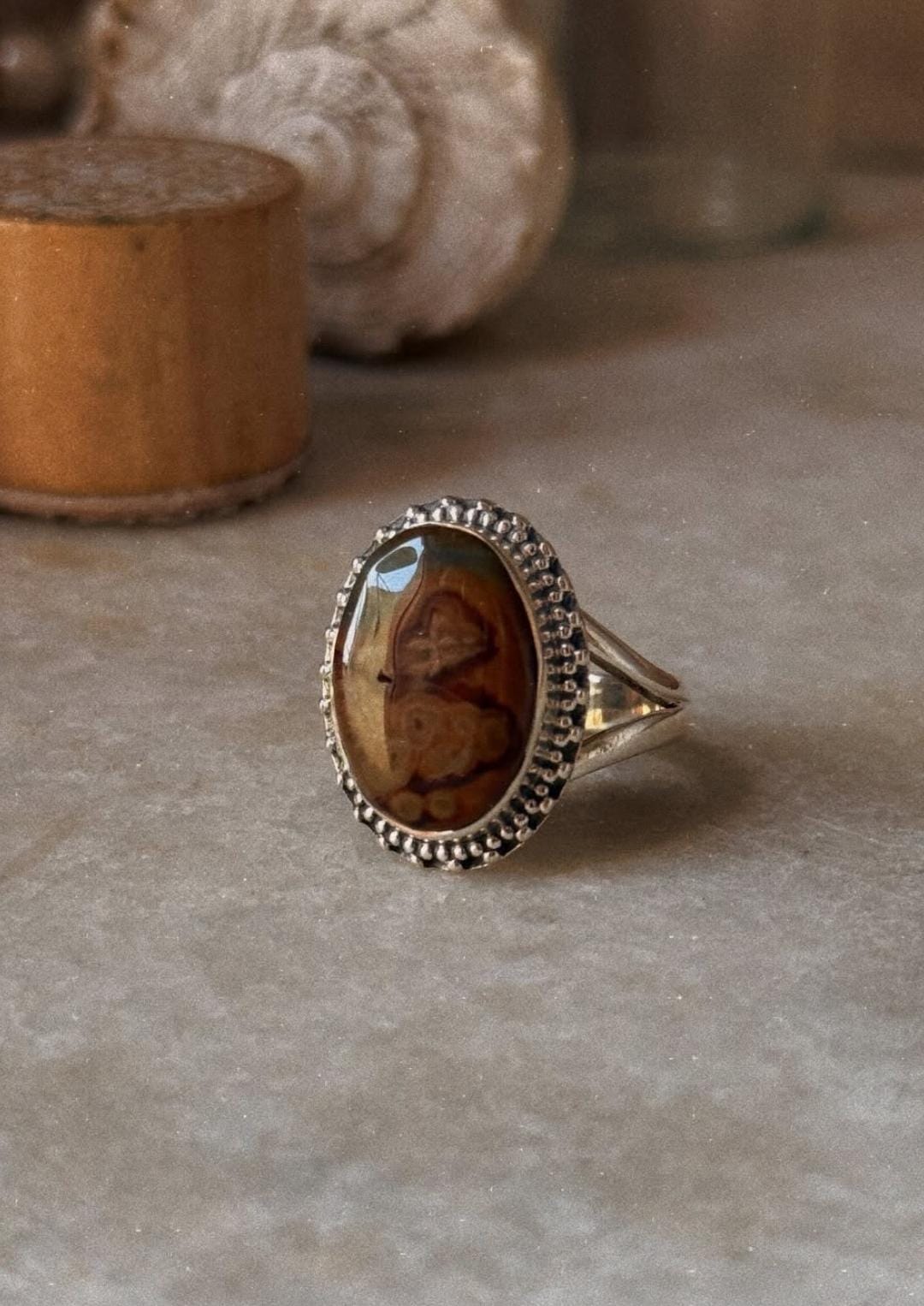 green bloodstone oval 925 sterling silver boho jewelry ring