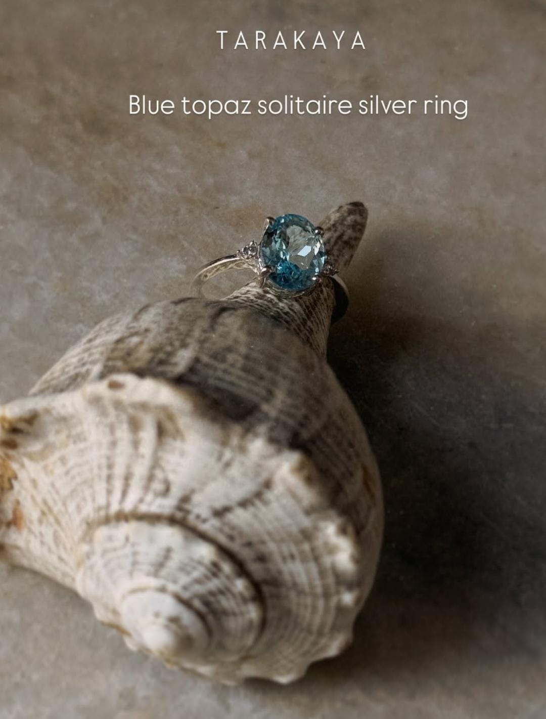 925 sterling silver blue topaz oval solitaire ring  