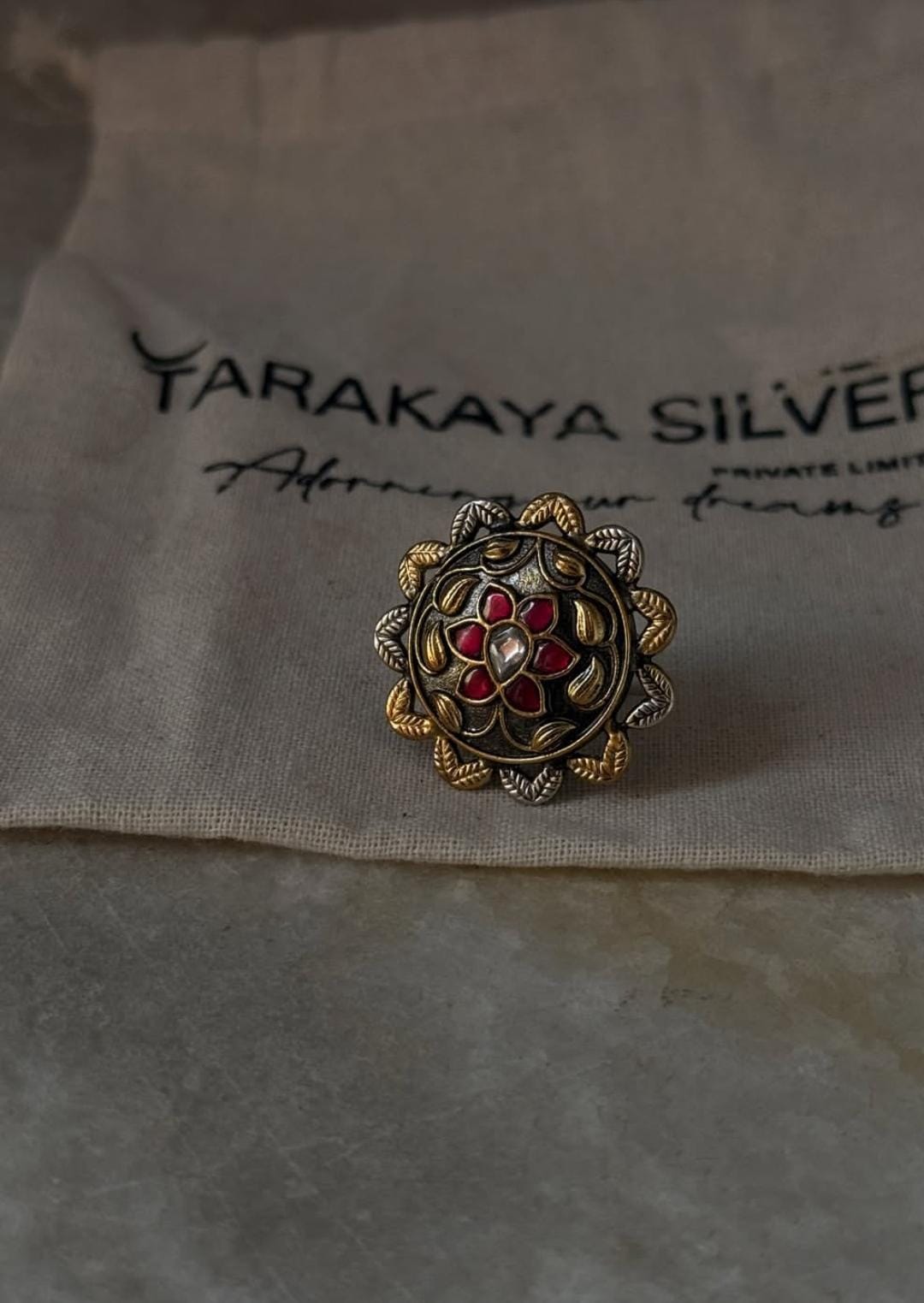 boho style 925 sterling silver pink and white flower ring