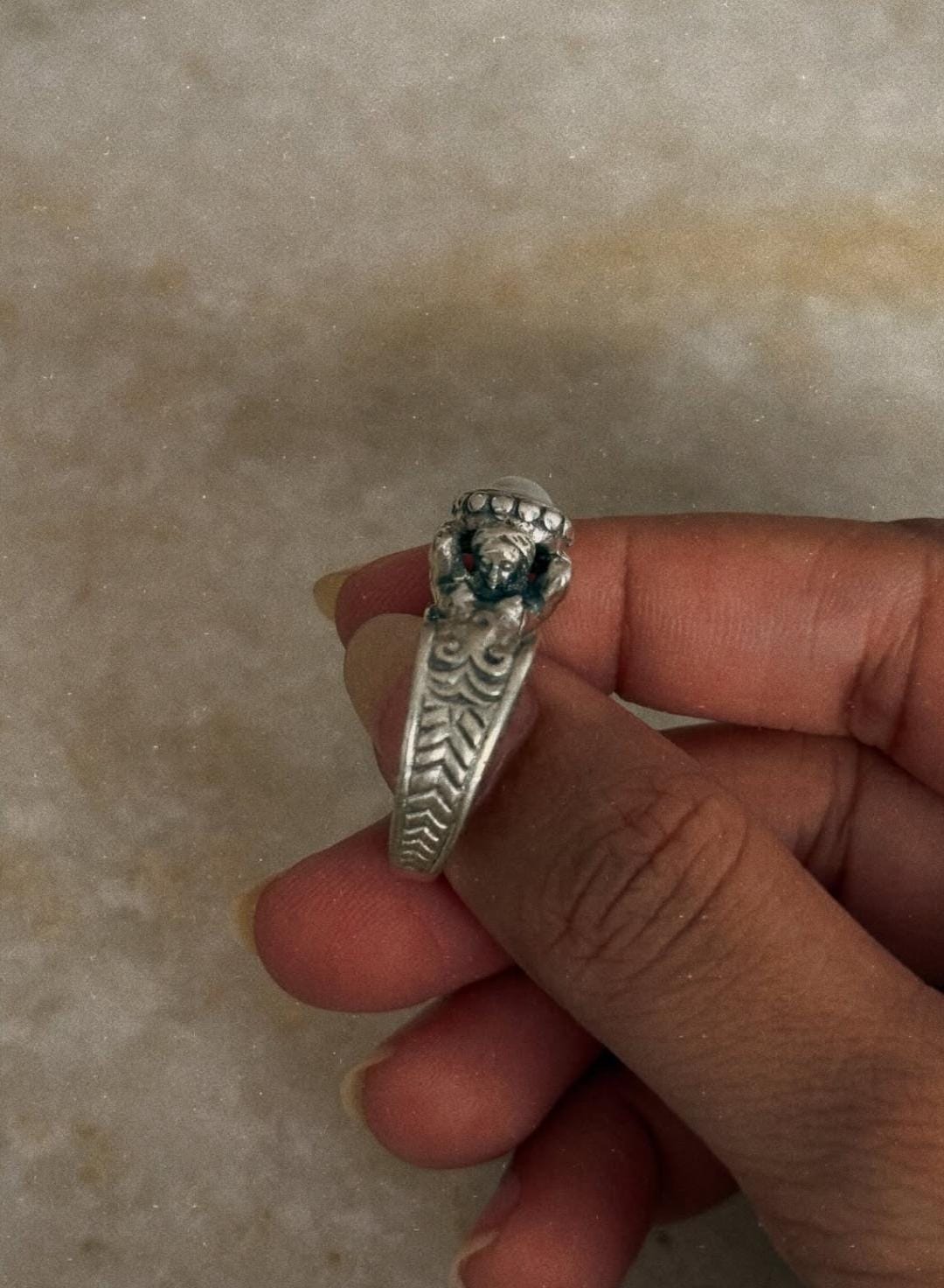 natural 925 sterling silver pearl twin sirens ocean-inspired ring