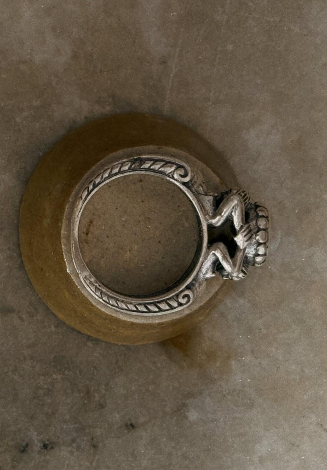 elegant twin sirens pearl 925 sterling silver ocean mythology ring  