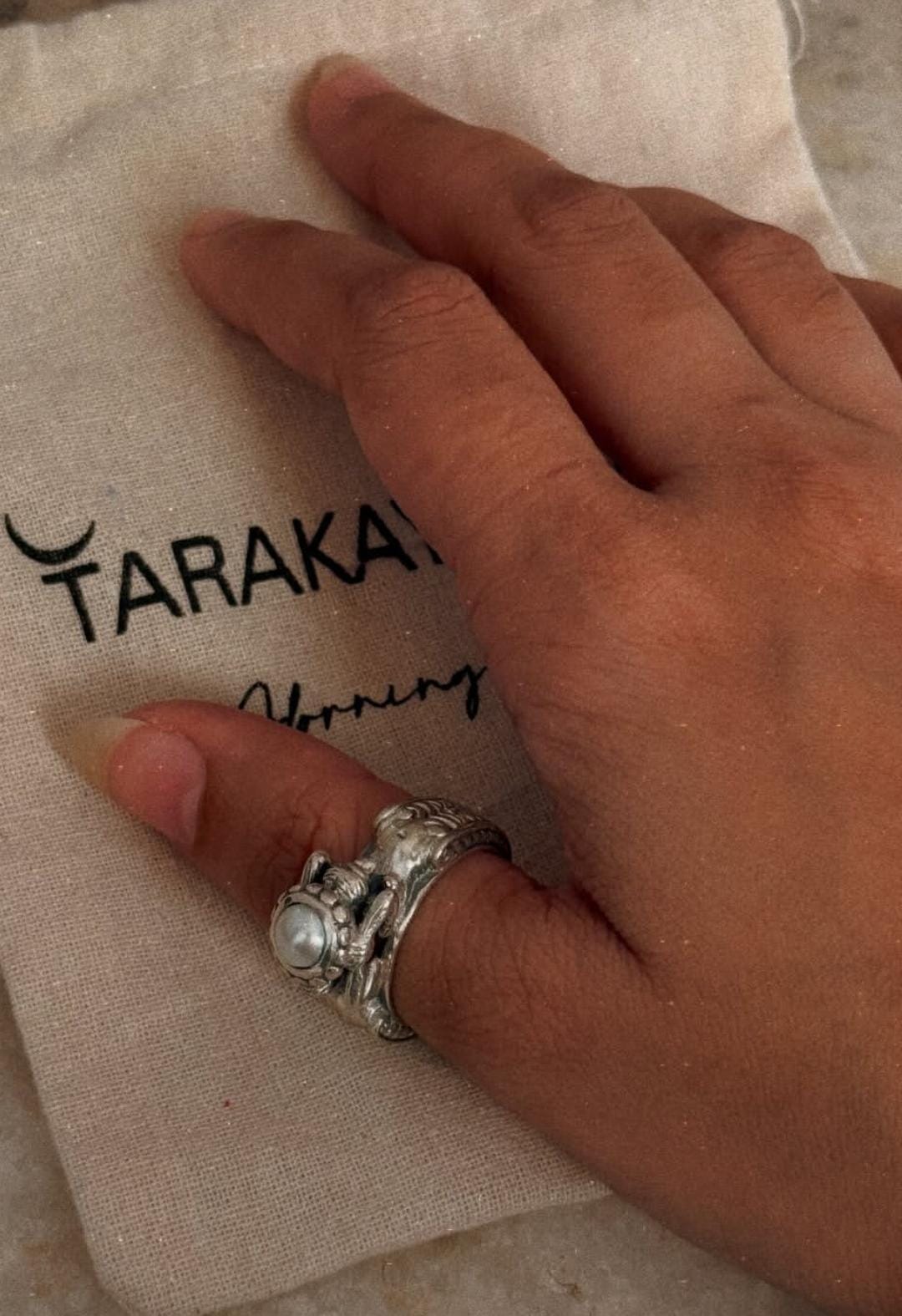 natural 925 sterling silver pearl twin sirens ocean-inspired ring