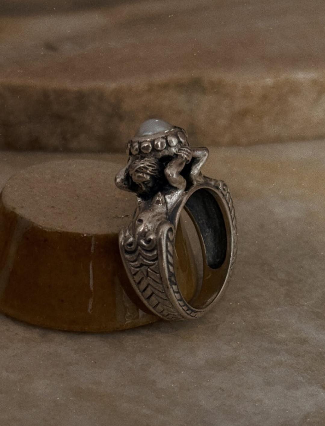 handcrafted 925 sterling silver twin sirens pearl ring