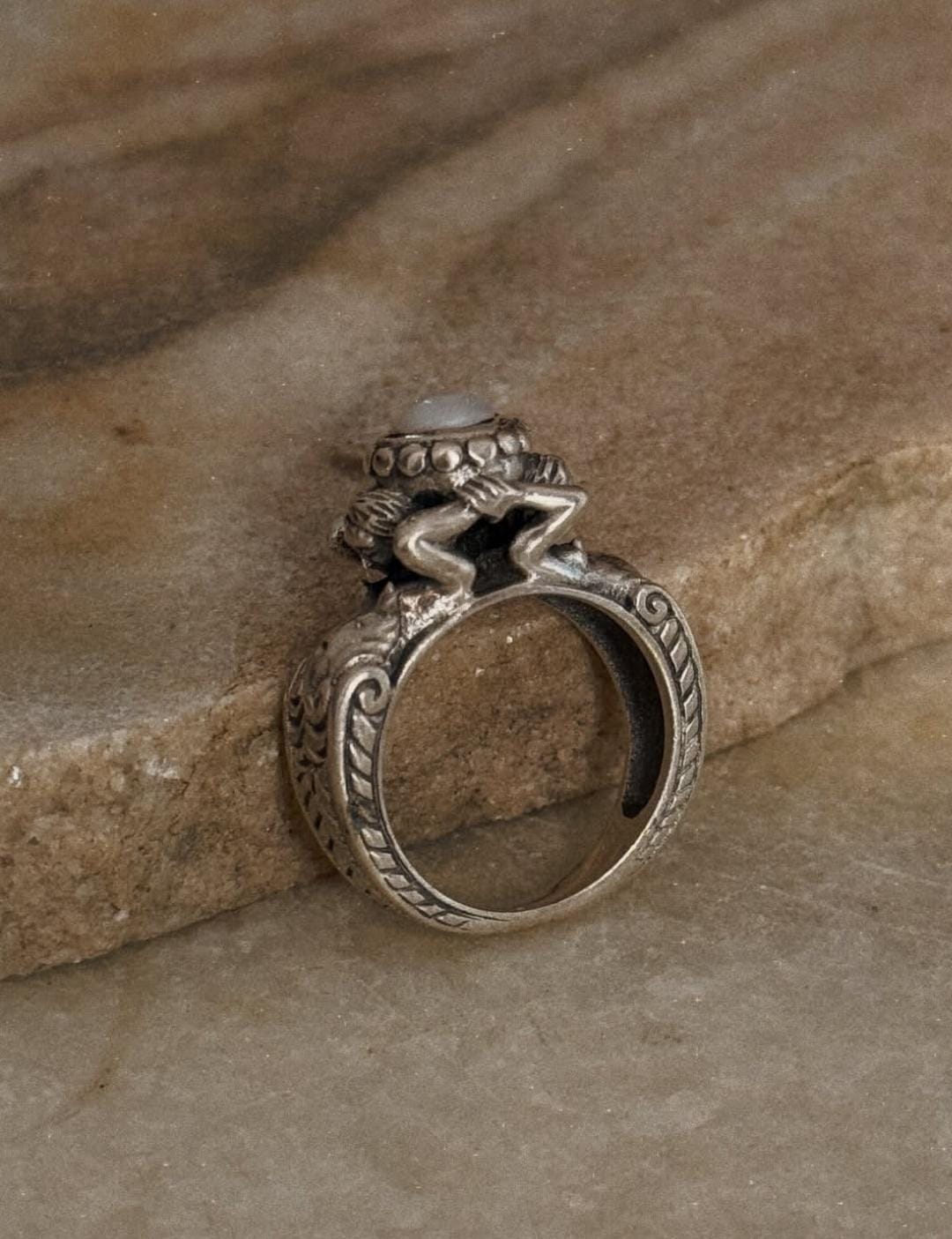 adjustable 925 sterling silver twin sirens pearl ring