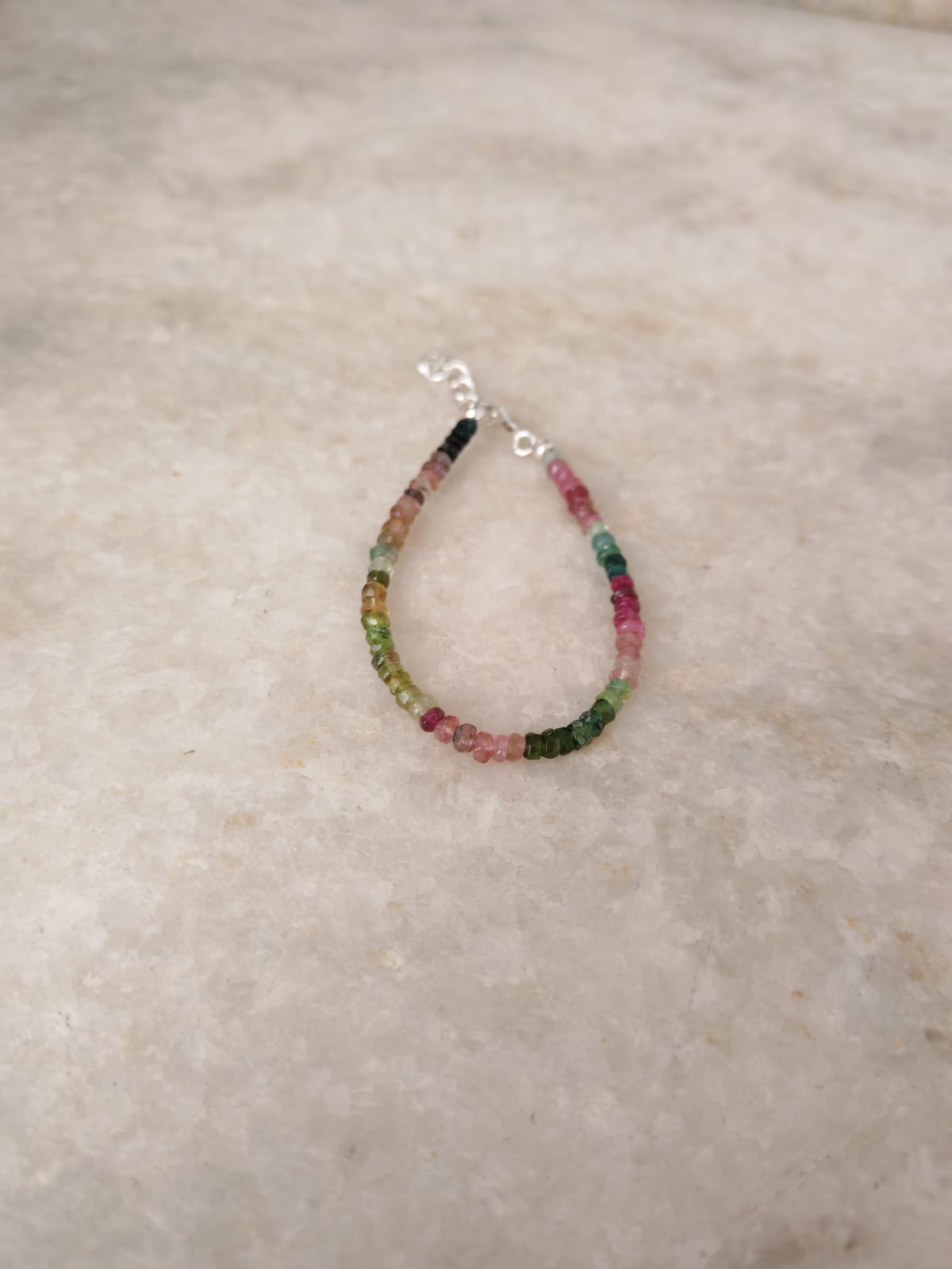 Multi Tourmaline 4MM Rondelle 925 Sterling Silver Bracelet