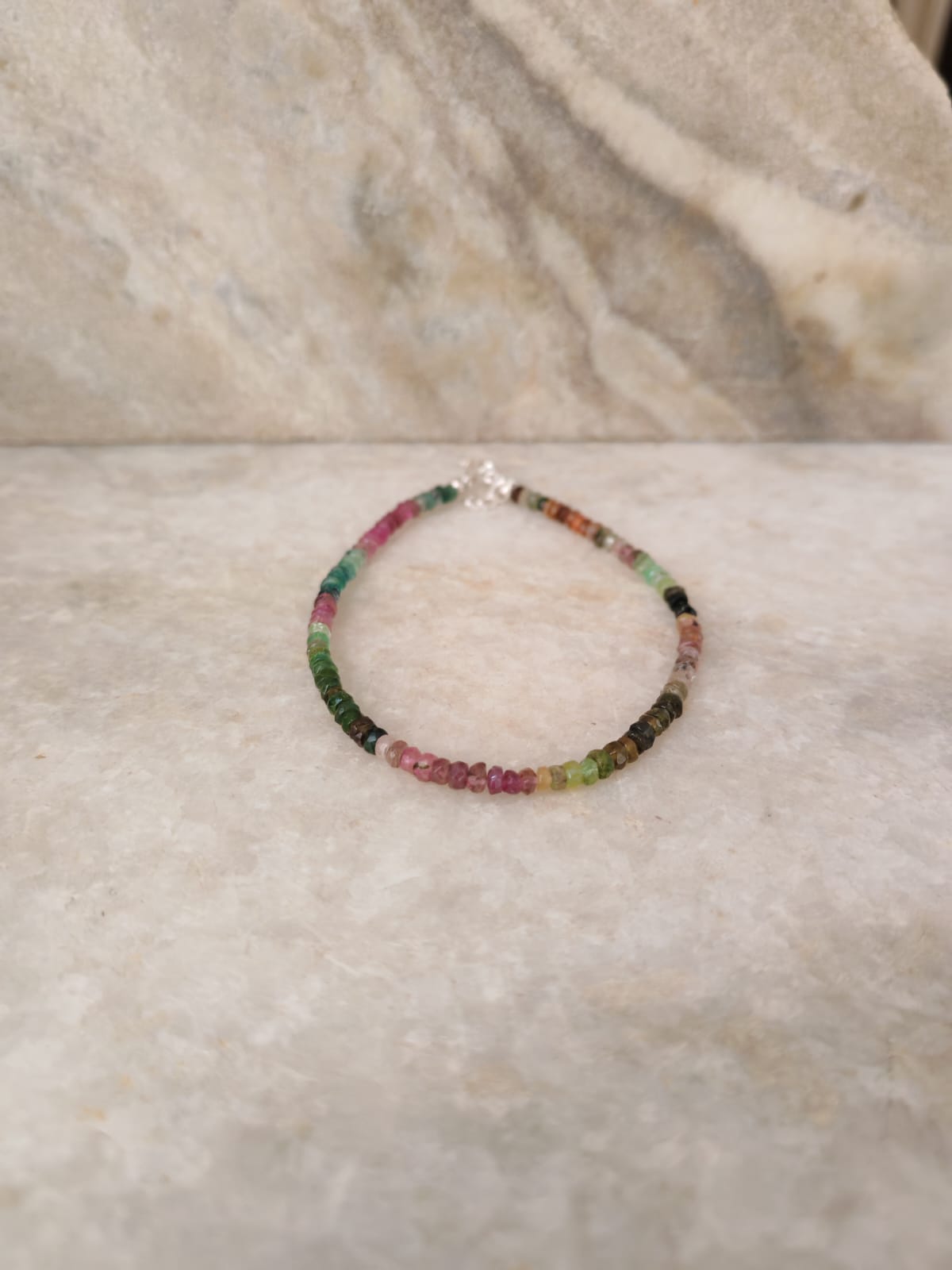 Multi Tourmaline 4mm Rondelle 925 Sterling Silver Anklet