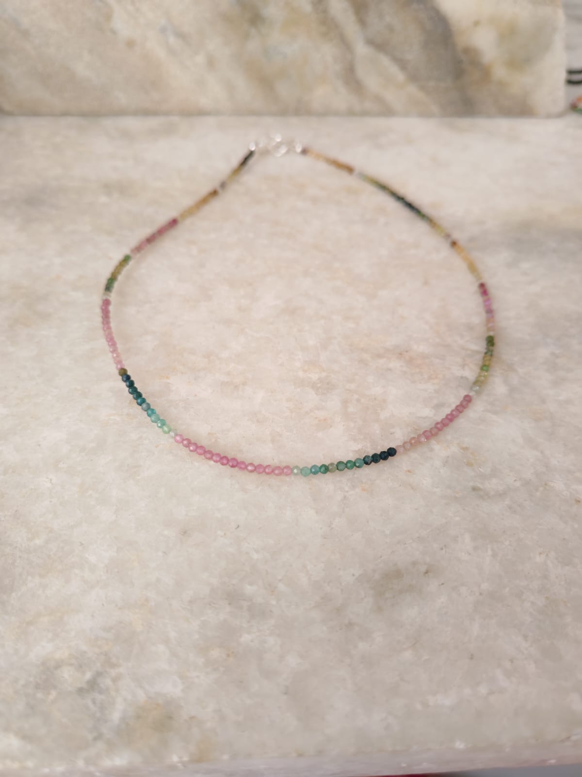 Multi Tourmaline Dark 2MM 925 Sterling Silver Necklace