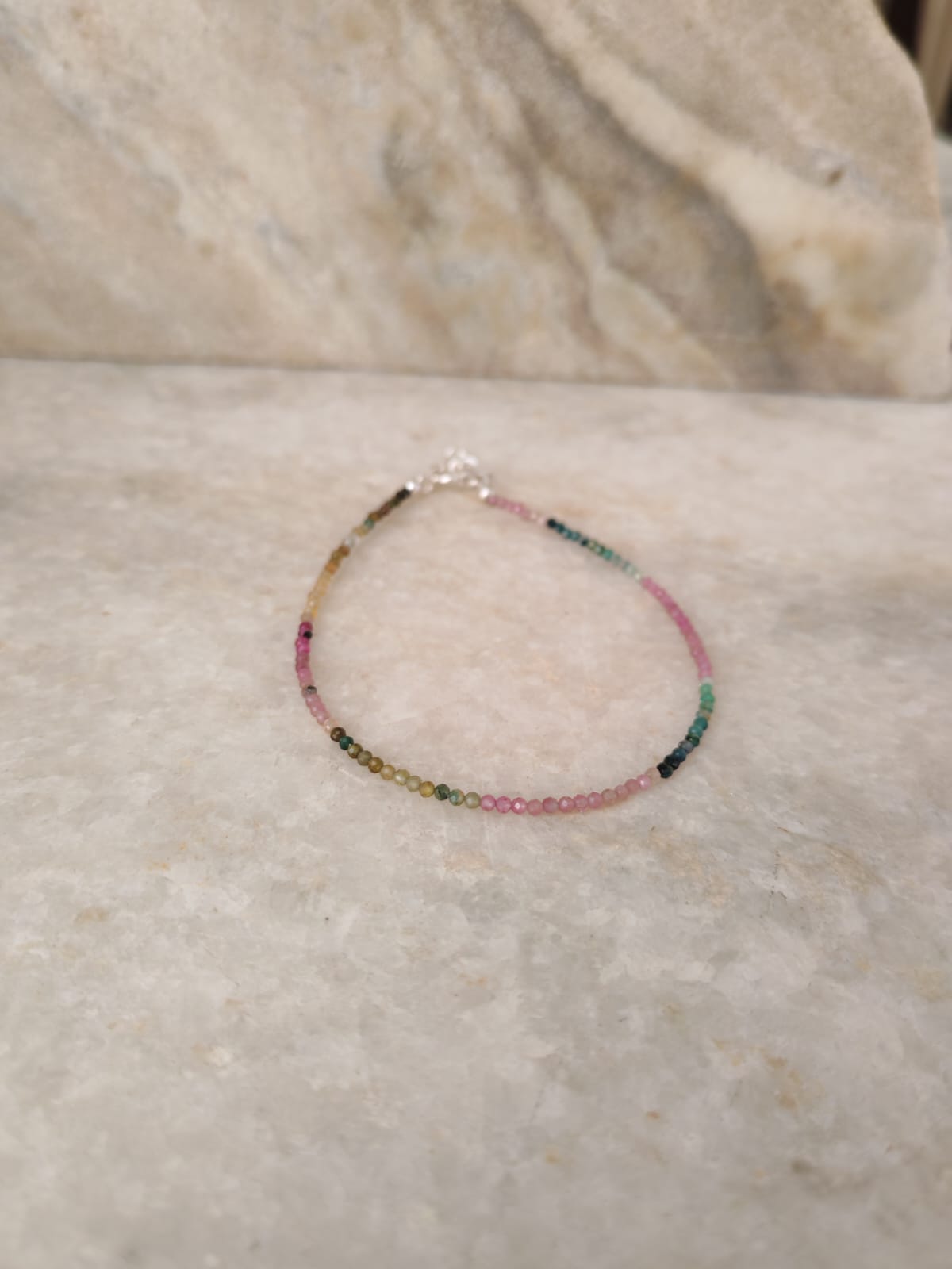 Multi Tourmaline 2mm Dark 925 Sterling Silver Anklet