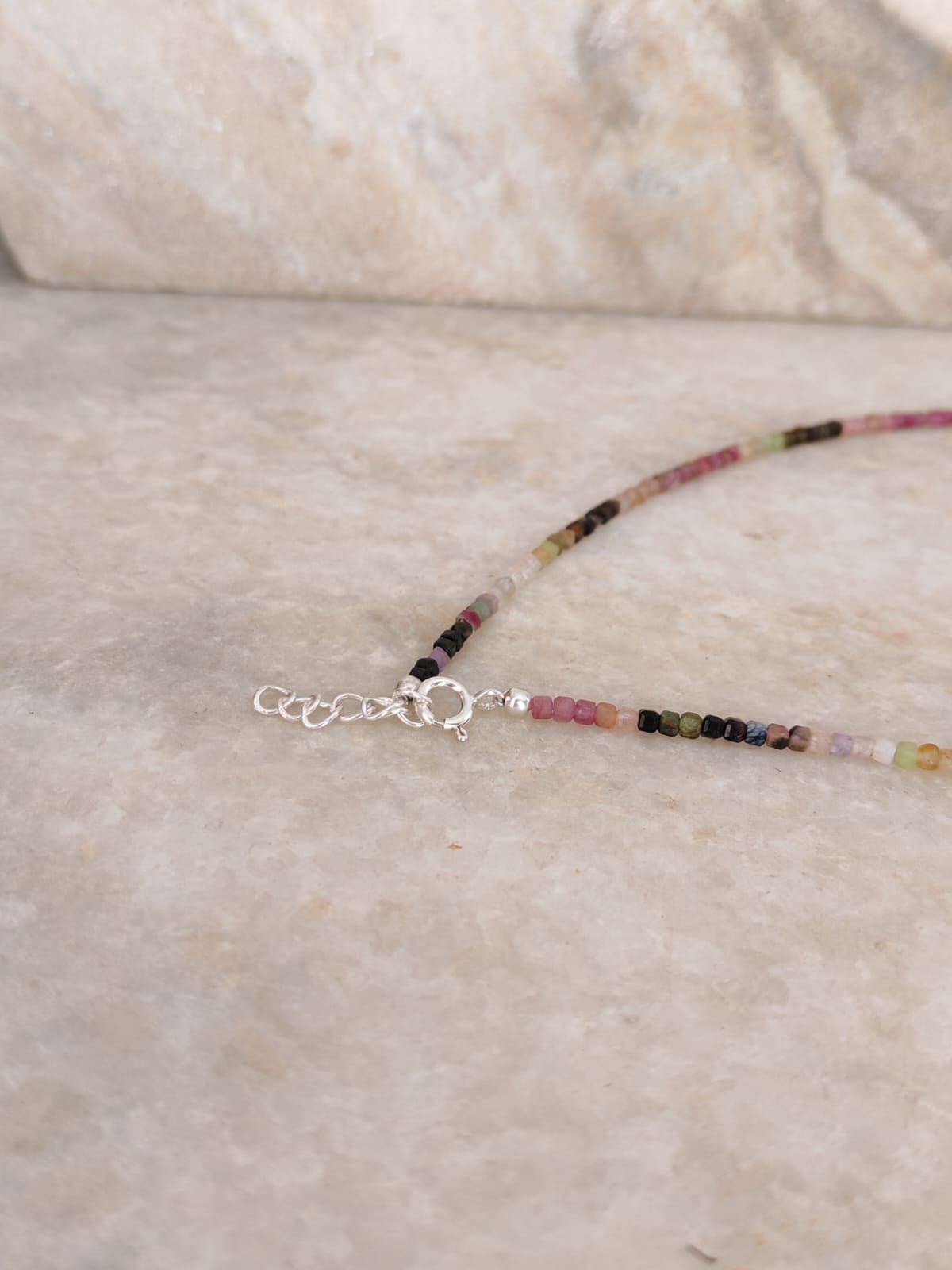 Multi Tourmaline Box Faceted 925 Sterling Silver Choker Necklace