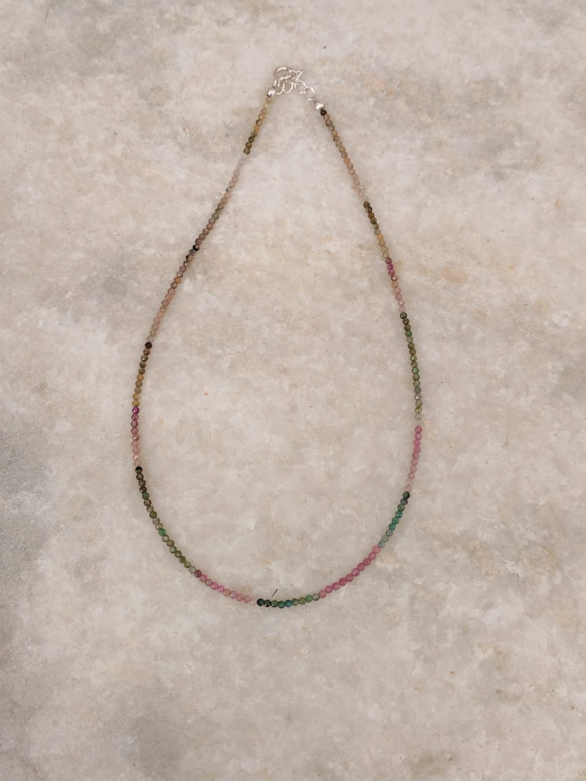Multi Tourmaline 2mm Light 925 Sterling Silver Necklace