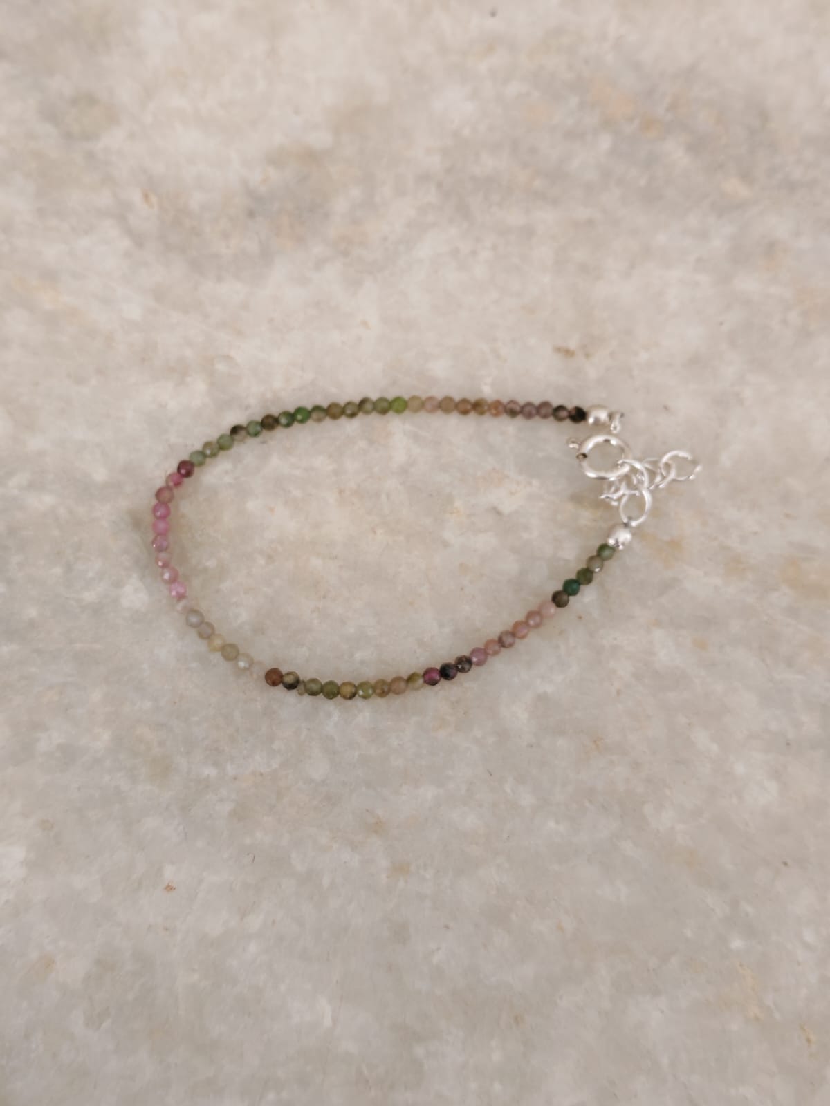Multi Tourmaline 2mm Light 925 Sterling Silver Bracelet