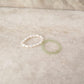 Natural Crystal Stretchy Fresh Water Pearl & Peridot Rings