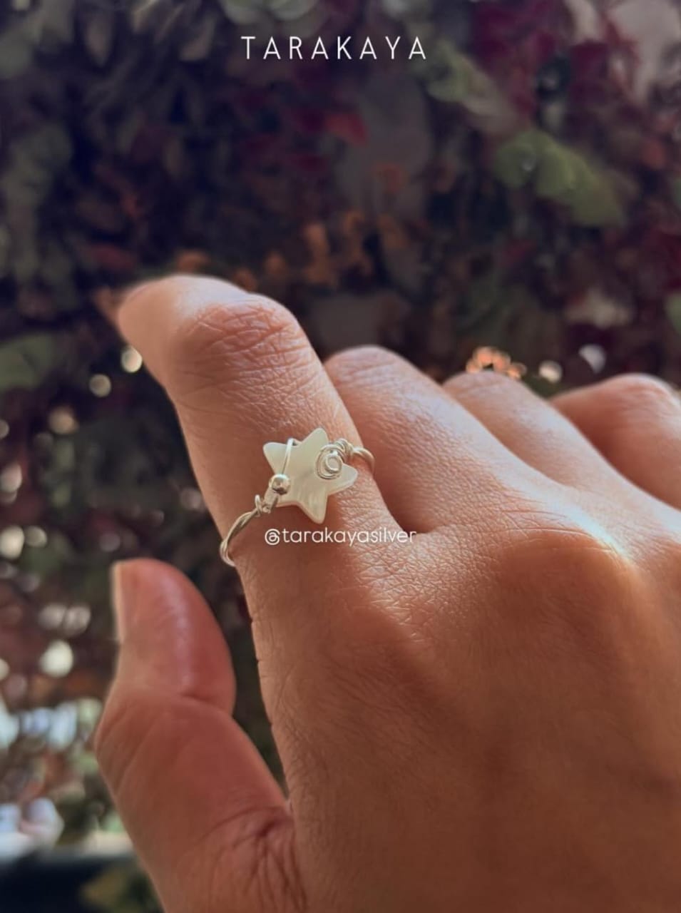 925 Sterling Silver Mother Of Pearl Star Wire Wrapped Handcrafted Ring