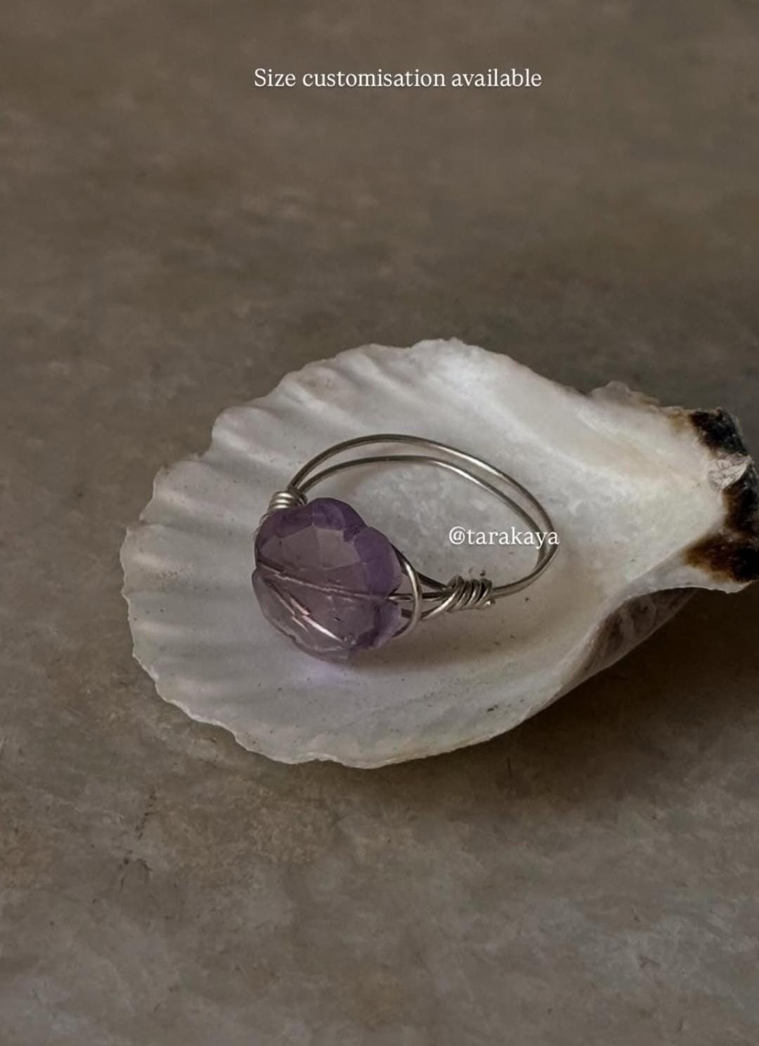 925 Sterling Silver Amethyst Flower Wire Wrapped Handcrafted Ring