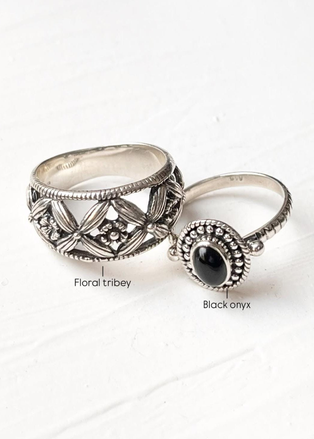 Black Onyx Evil Eye Rawa Tribal  Daily Wear 925 Sterling Silver Ring