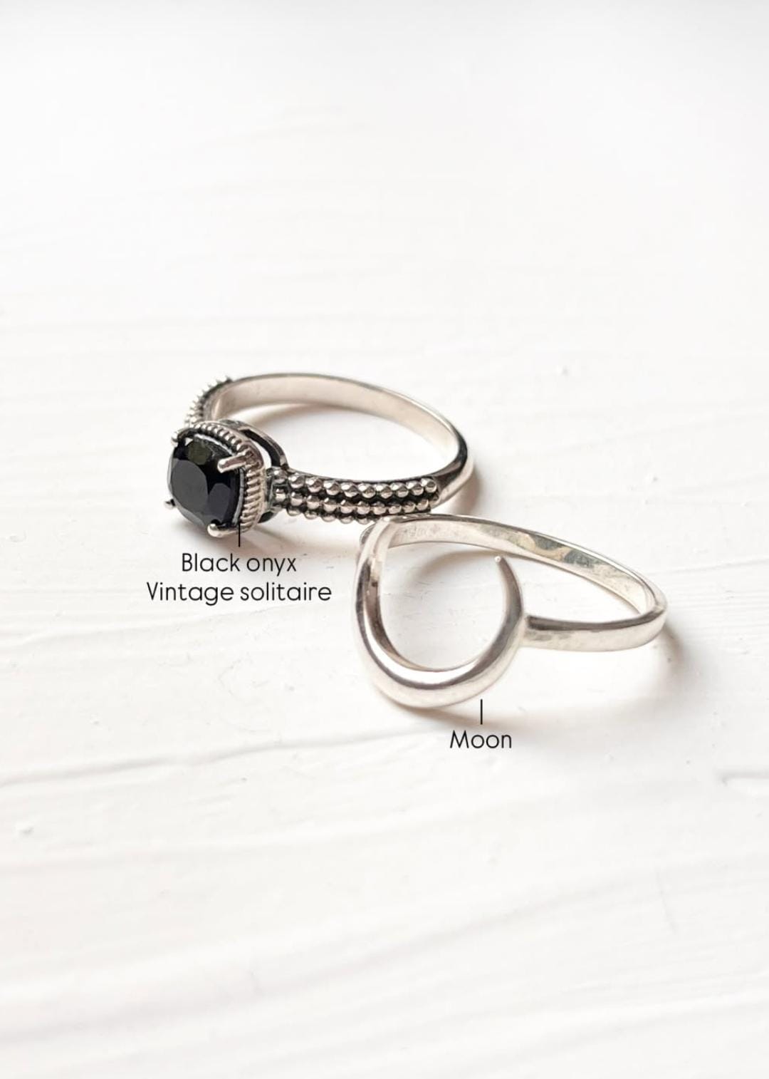 925 Sterling Silver Black Onyx Square Cut Vintage Ring