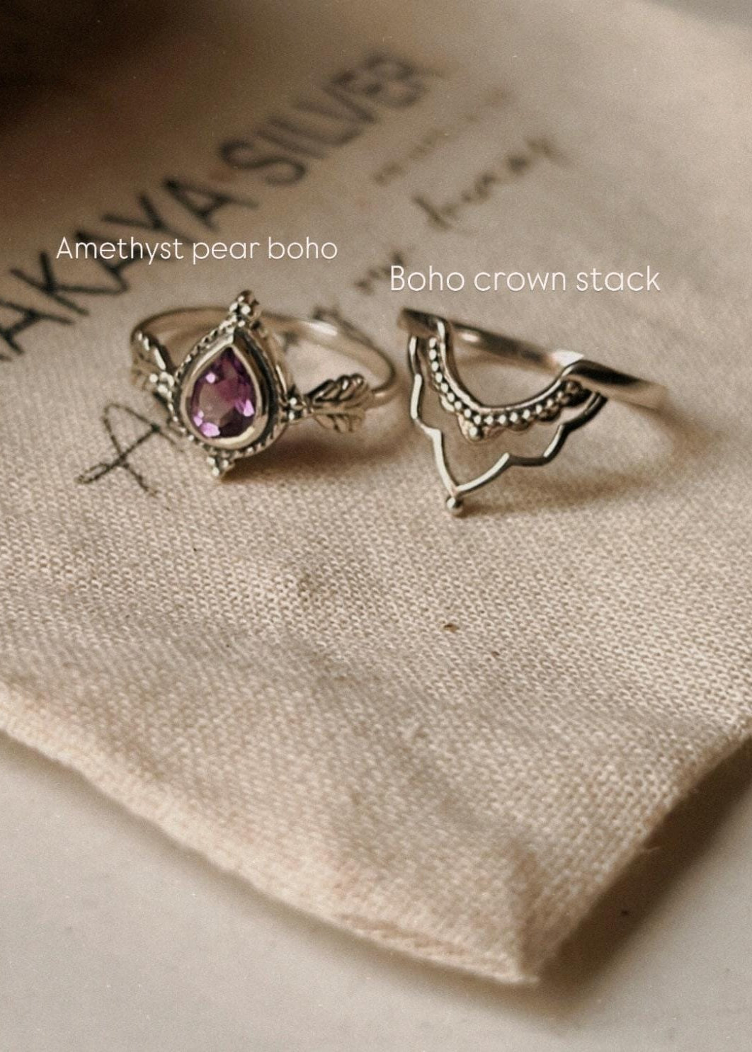 925 Sterling Silver Boho Crown Stack Ring