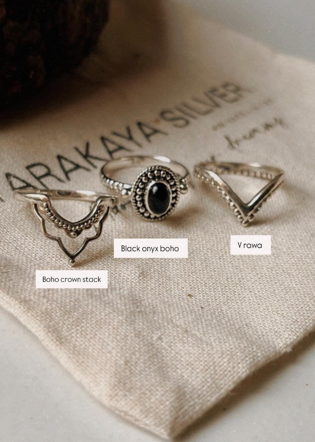 925 Sterling Silver Boho Crown Stack Ring