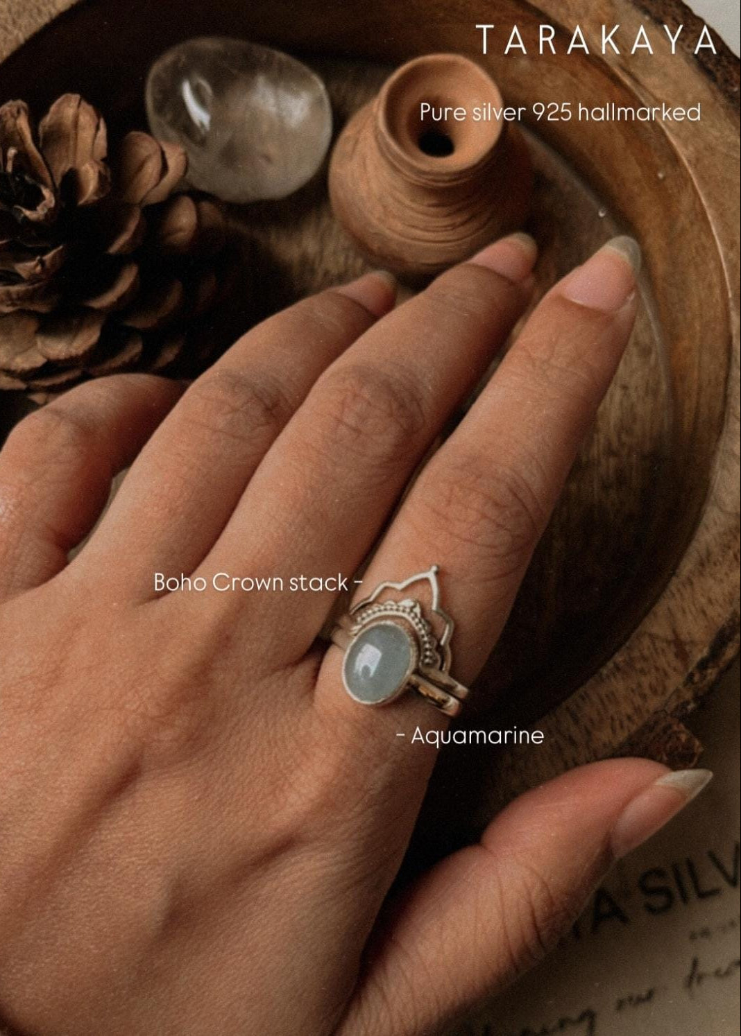 925 Sterling Silver Boho Crown Stack Ring