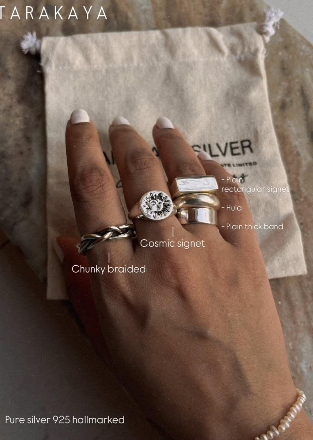 925 Sterling Silver Plain Thick Band Unisex Ring