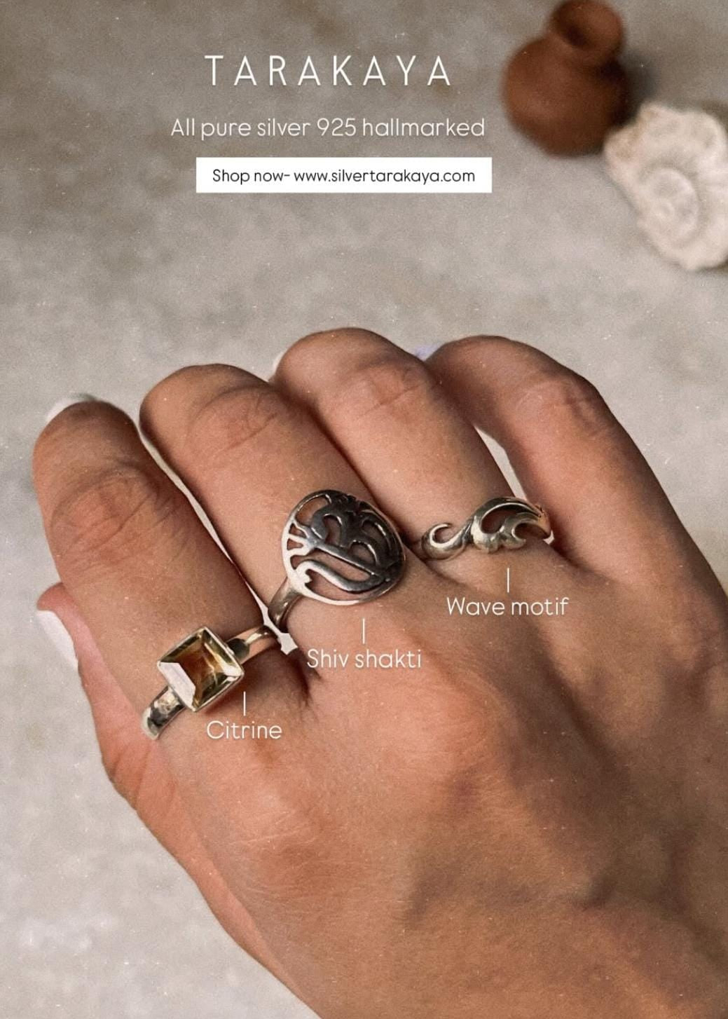 925 Sterling Silver Citrine For Abundance Square Cut Stone Ring